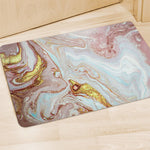 Pink Gold Liquid Marble Print Polyester Doormat