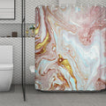 Pink Gold Liquid Marble Print Polyester Shower Curtain
