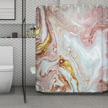 Pink Gold Liquid Marble Print Polyester Shower Curtain