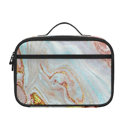 Pink Gold Liquid Marble Print Portable Lunch Bag