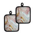 Pink Gold Liquid Marble Print Pot Holders