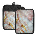 Pink Gold Liquid Marble Print Pot Holders With Pocket