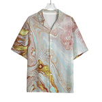 Pink Gold Liquid Marble Print Rayon Hawaiian Shirt