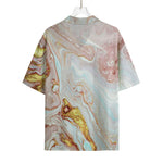 Pink Gold Liquid Marble Print Rayon Hawaiian Shirt