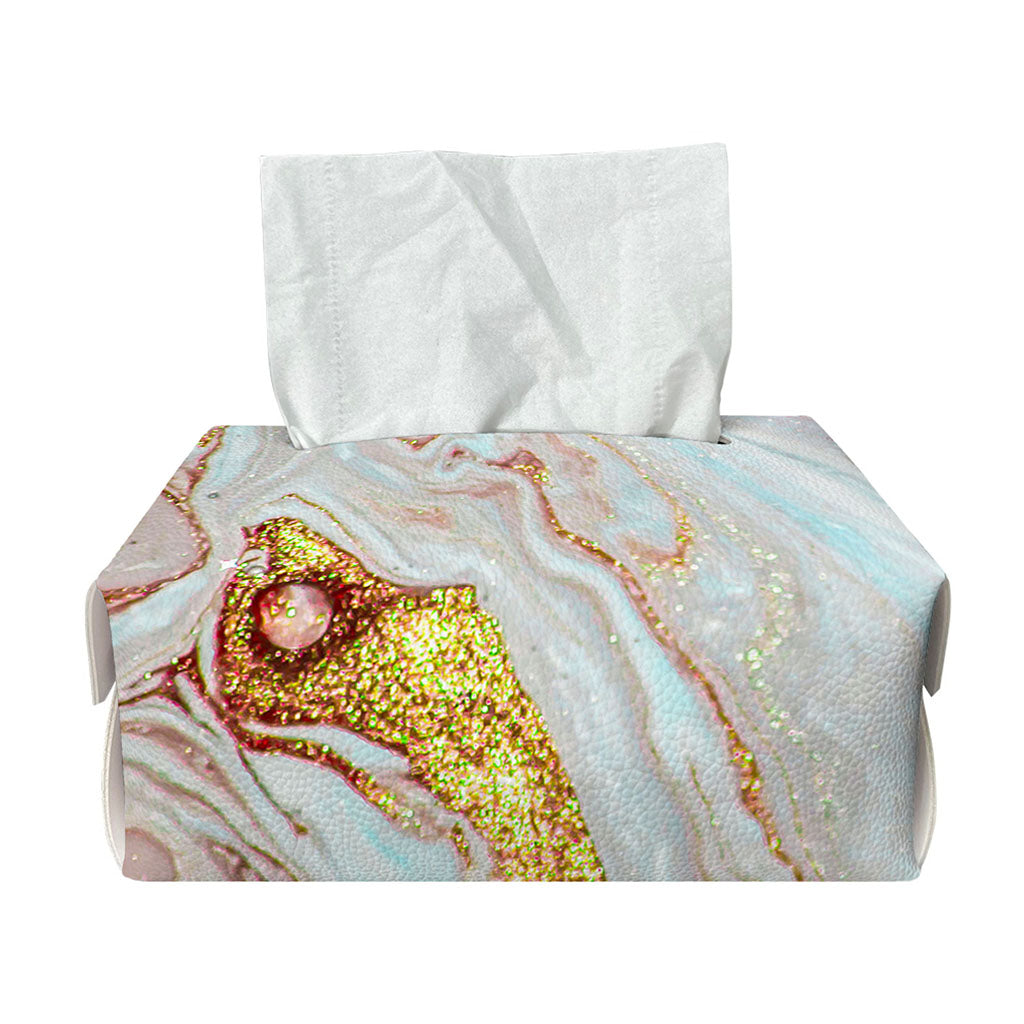 Pink Gold Liquid Marble Print Rectangle Tissue Box Cover
