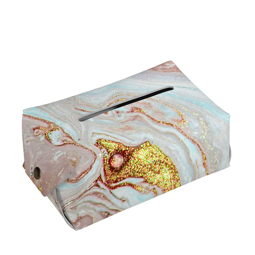 Pink Gold Liquid Marble Print Rectangle Tissue Box Cover
