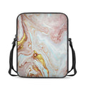 Pink Gold Liquid Marble Print Rectangular Crossbody Bag