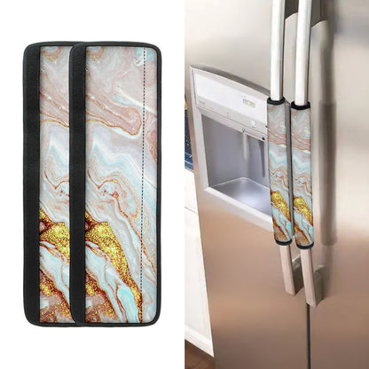 Pink Gold Liquid Marble Print Refrigerator Handle Covers