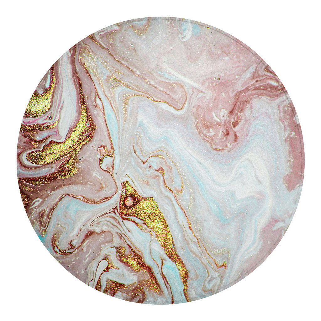 Pink Gold Liquid Marble Print Round Blanket