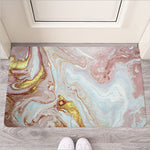 Pink Gold Liquid Marble Print Rubber Doormat