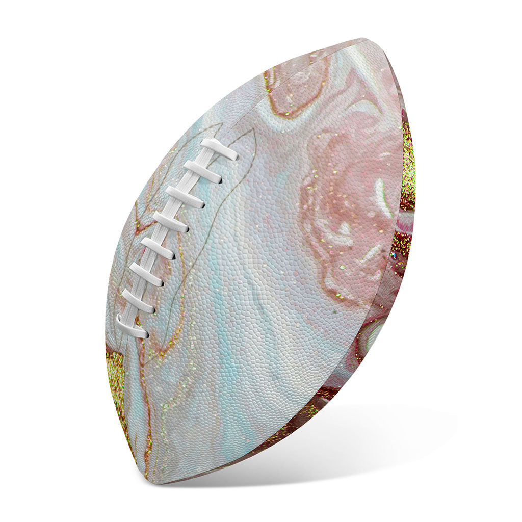 Pink Gold Liquid Marble Print Rugby Ball