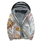 Pink Gold Liquid Marble Print Sherpa Lined Zip Up Hoodie