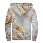 Pink Gold Liquid Marble Print Sherpa Lined Zip Up Hoodie