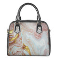Pink Gold Liquid Marble Print Shoulder Handbag