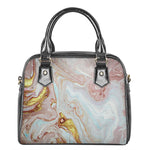 Pink Gold Liquid Marble Print Shoulder Handbag