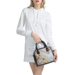 Pink Gold Liquid Marble Print Shoulder Handbag