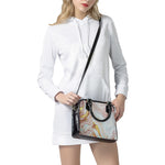 Pink Gold Liquid Marble Print Shoulder Handbag