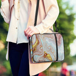 Pink Gold Liquid Marble Print Shoulder Strap Bible Bag