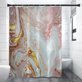 Pink Gold Liquid Marble Print Shower Curtain