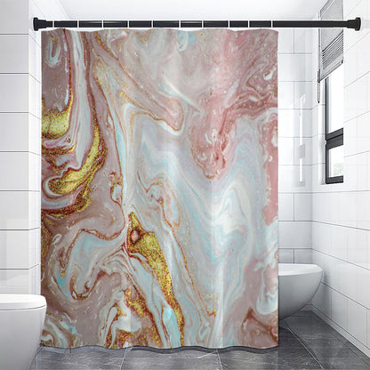 Pink Gold Liquid Marble Print Shower Curtain