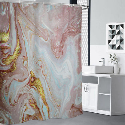 Pink Gold Liquid Marble Print Shower Curtain