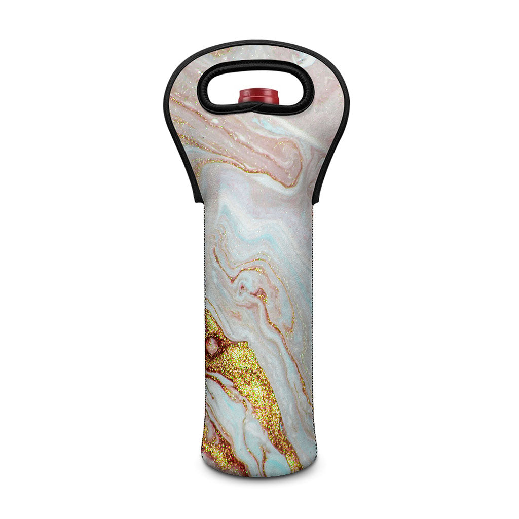 Pink Gold Liquid Marble Print Single Neoprene Wine Tote
