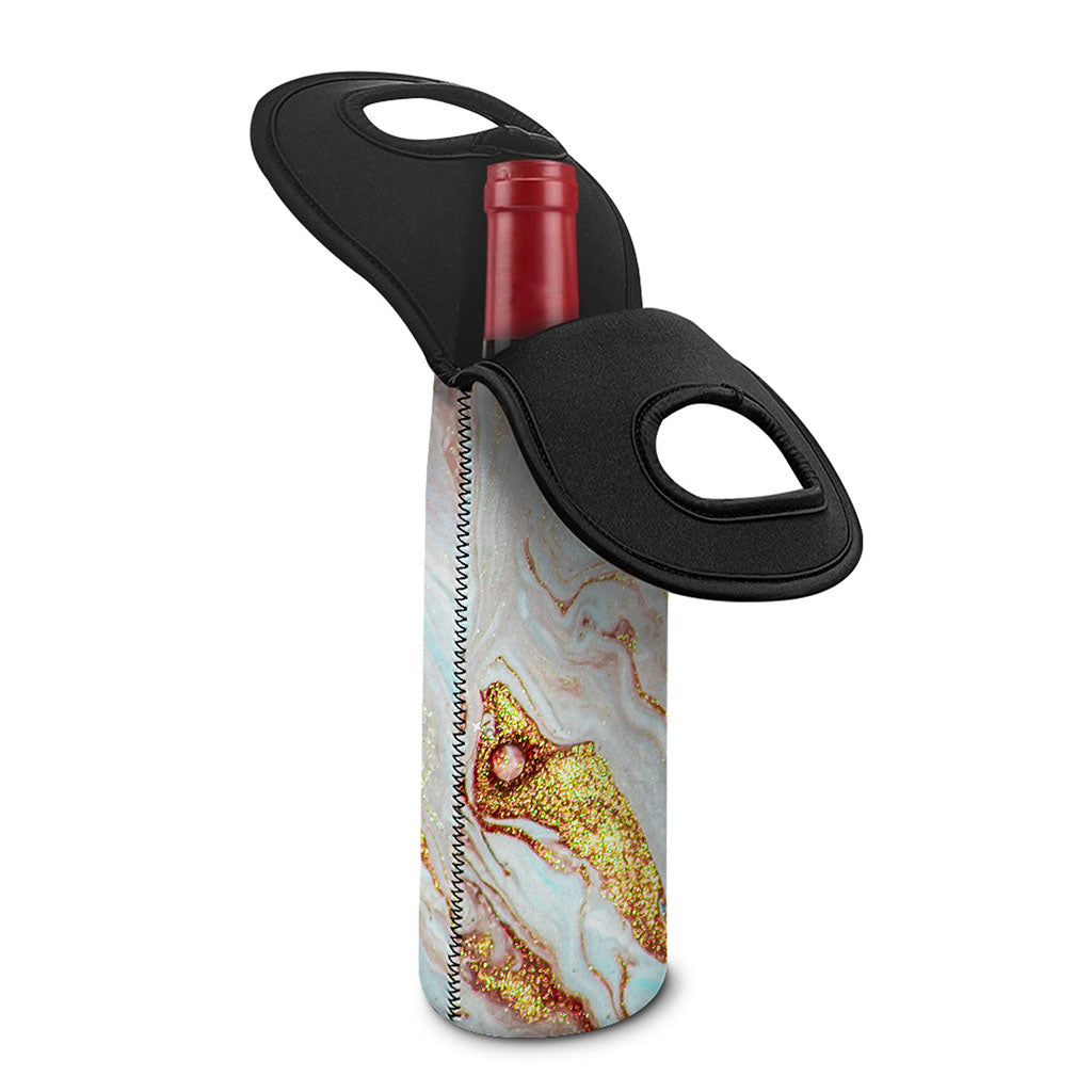 Pink Gold Liquid Marble Print Single Neoprene Wine Tote