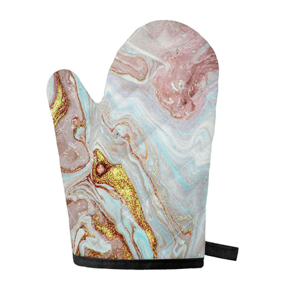 Pink Gold Liquid Marble Print Single Oven Mitt