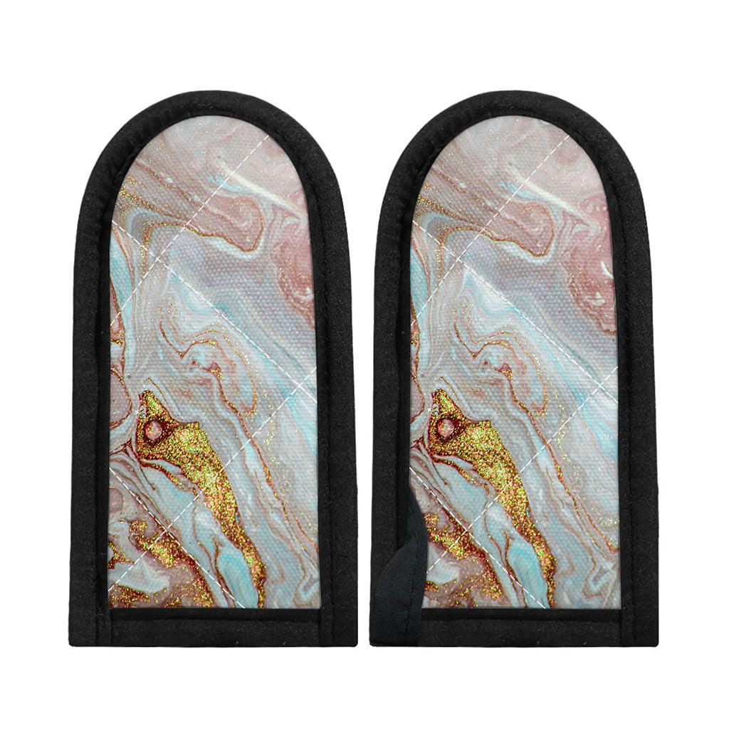 Pink Gold Liquid Marble Print Skillet Handle Cover