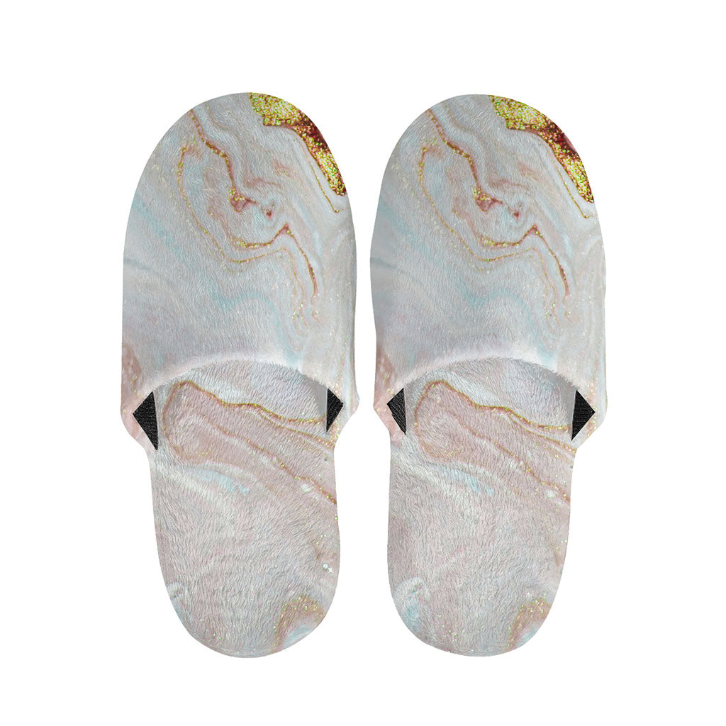 Pink Gold Liquid Marble Print Slippers