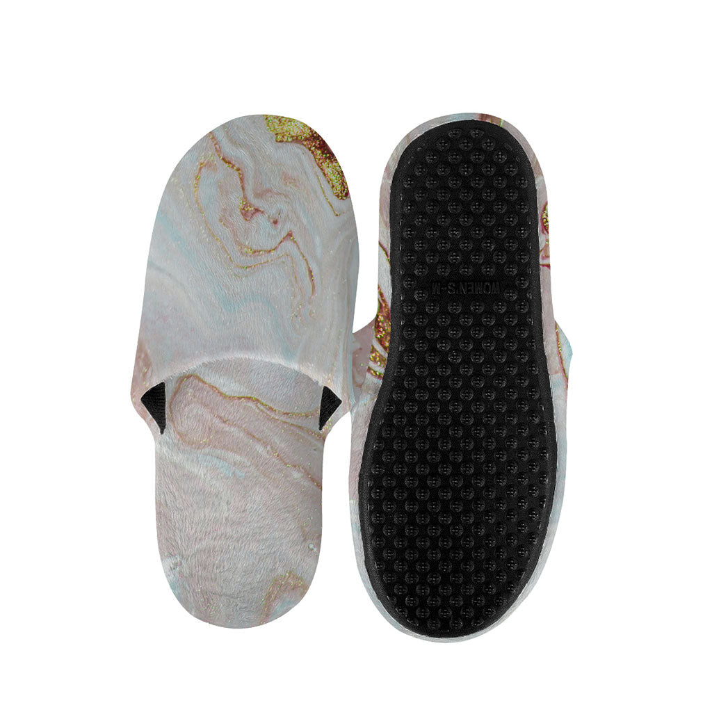 Pink Gold Liquid Marble Print Slippers