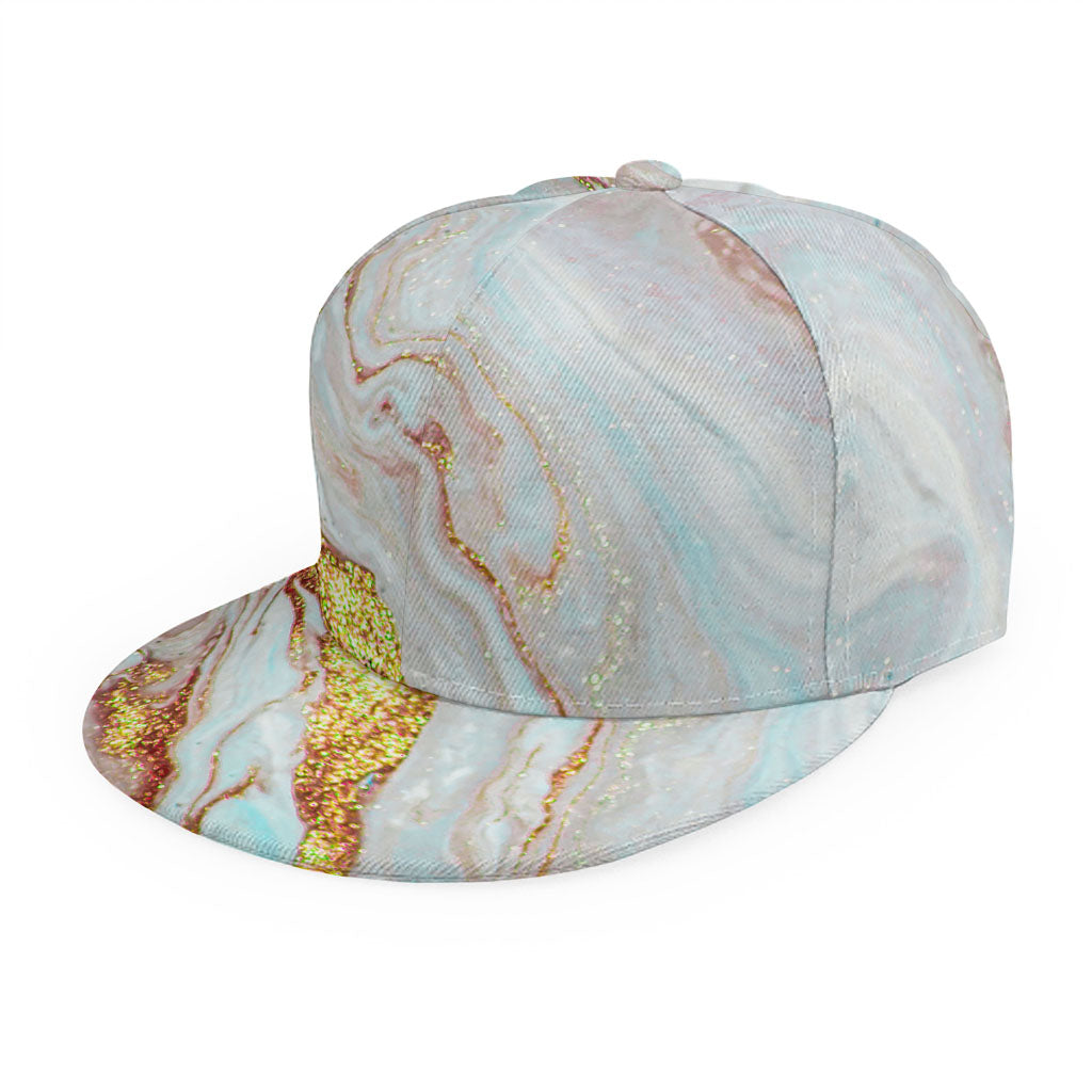 Pink Gold Liquid Marble Print Snapback Cap