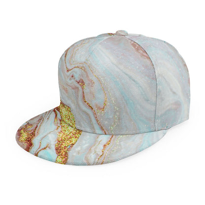 Pink Gold Liquid Marble Print Snapback Cap