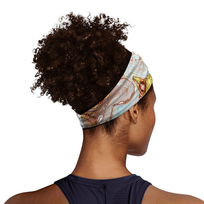 Pink Gold Liquid Marble Print Sports Headband