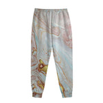 Pink Gold Liquid Marble Print Sweatpants