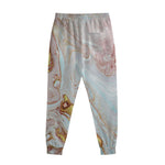 Pink Gold Liquid Marble Print Sweatpants