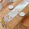 Pink Gold Liquid Marble Print Table Runner