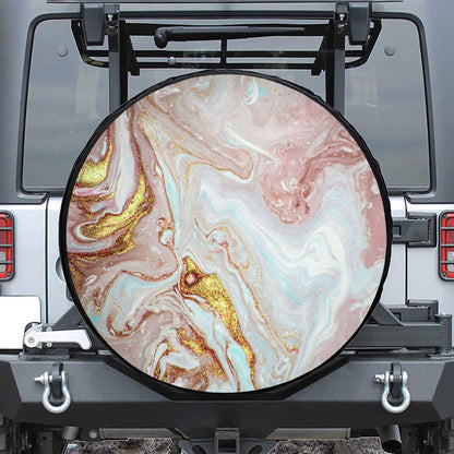 Pink Gold Liquid Marble Print Tire Cover