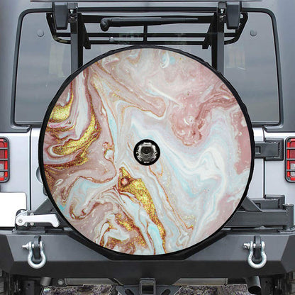 Pink Gold Liquid Marble Print Tire Cover With Camera Hole