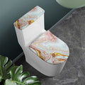 Pink Gold Liquid Marble Print Toilet Lid And Tank Cover Set