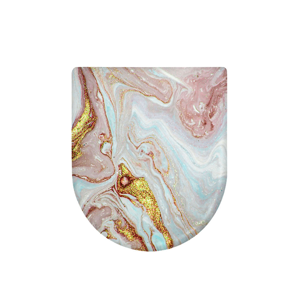 Pink Gold Liquid Marble Print Toilet Lid Cover