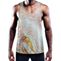Pink Gold Liquid Marble Print Men's Workout Tank Top