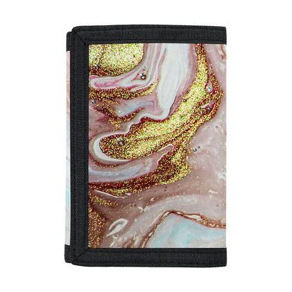 Pink Gold Liquid Marble Print Trifold Wallet