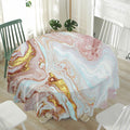 Pink Gold Liquid Marble Print Waterproof Round Tablecloth