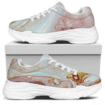 Pink Gold Liquid Marble Print White Chunky Shoes