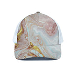 Pink Gold Liquid Marble Print White Mesh Trucker Cap