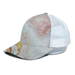 Pink Gold Liquid Marble Print White Mesh Trucker Cap