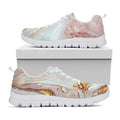 Pink Gold Liquid Marble Print White Running Shoes