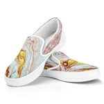 Pink Gold Liquid Marble Print White Slip On Sneakers