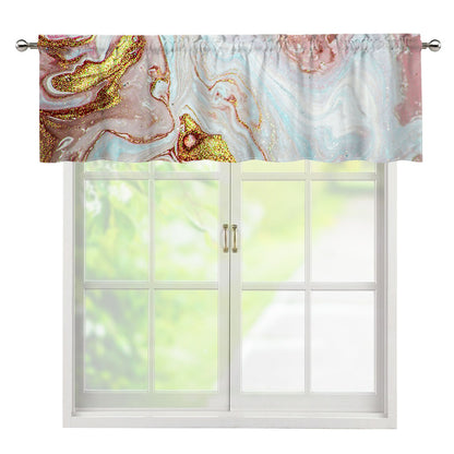 Pink Gold Liquid Marble Print Window Valance